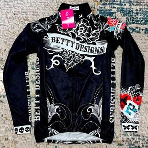 Betty Designs Long Sleeve Team Cycling Jersey - Black Tattoo - Women’s Small